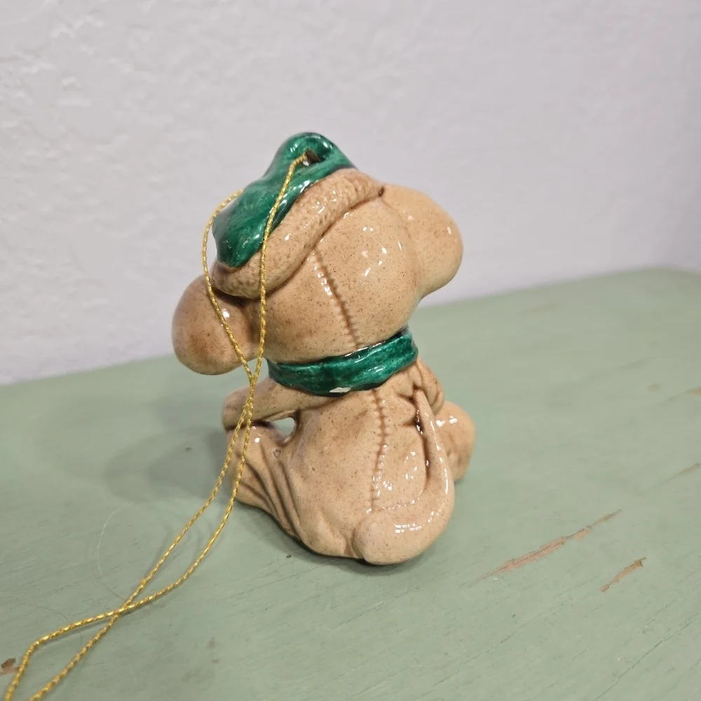 Ceramic Teddy Bear Christmas Holiday Vintage Ornament Figurine